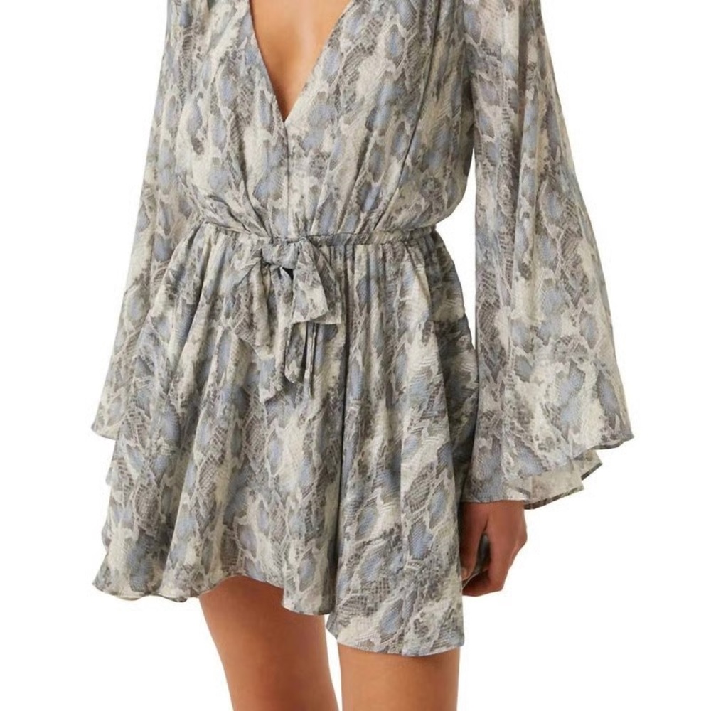 MISA Los Angeles Snakeskin Print Long Sleeve Mini Dress | Size XXS | NWT
